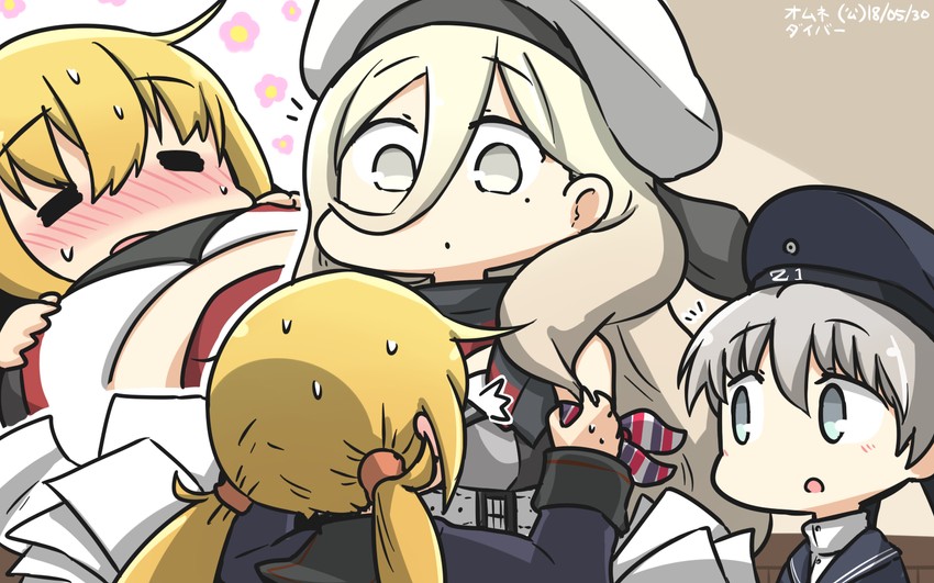 z1 leberecht maass, satsuki, richelieu, and satsuki kai ni (kantai collection) drawn by hamu_koutarou
