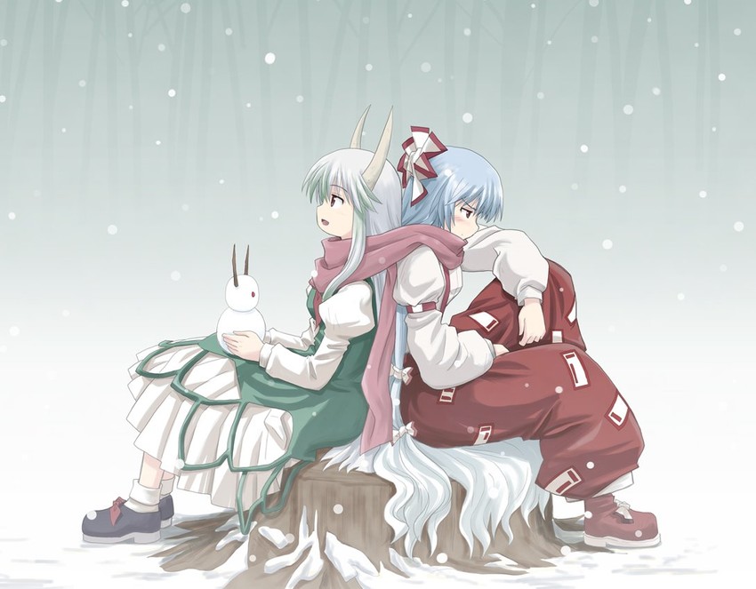 fujiwara no mokou, kamishirasawa keine, and ex-keine (touhou) drawn by haniwa_(leaf_garden)