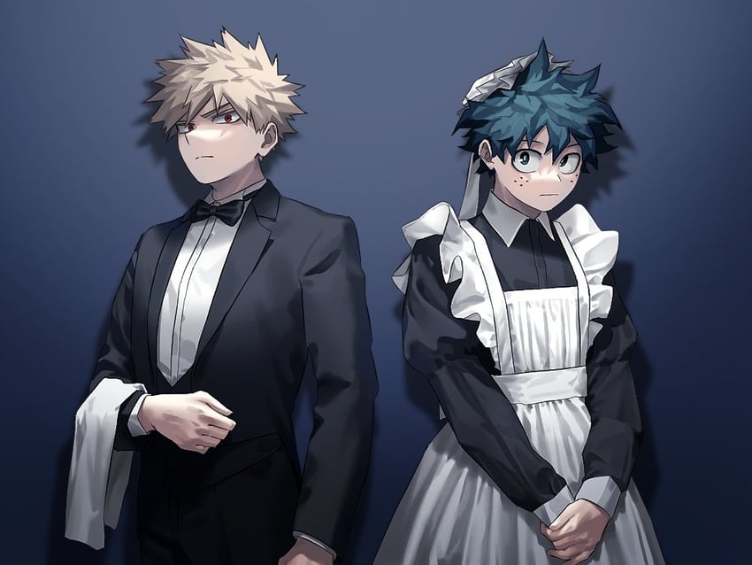 midoriya izuku and bakugou katsuki (boku no hero academia) drawn by cut_(nifuhami_35)