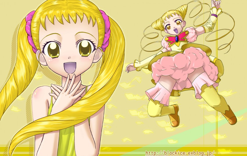 kasugano urara and cure lemonade (precure and 1 more) drawn by souma_nouma