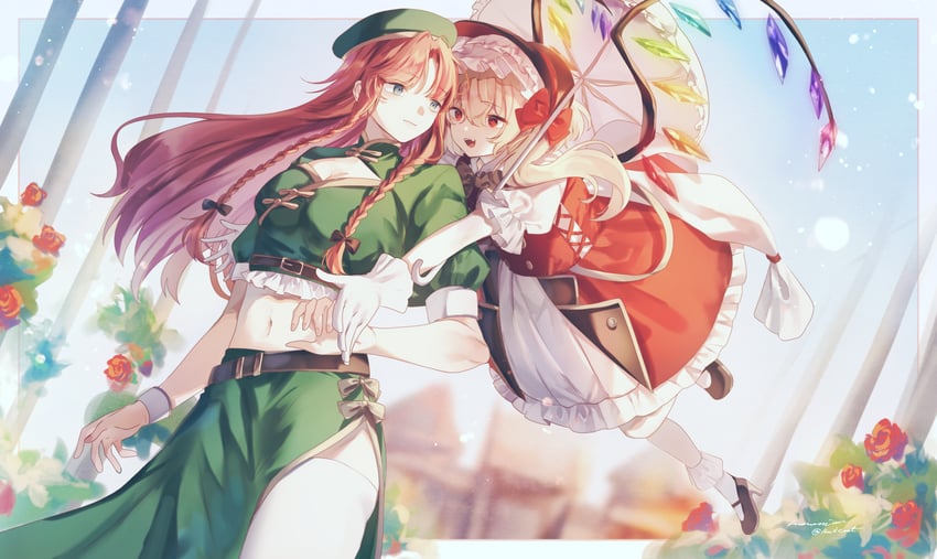 flandre scarlet and hong meiling (touhou) drawn by ruoruomi