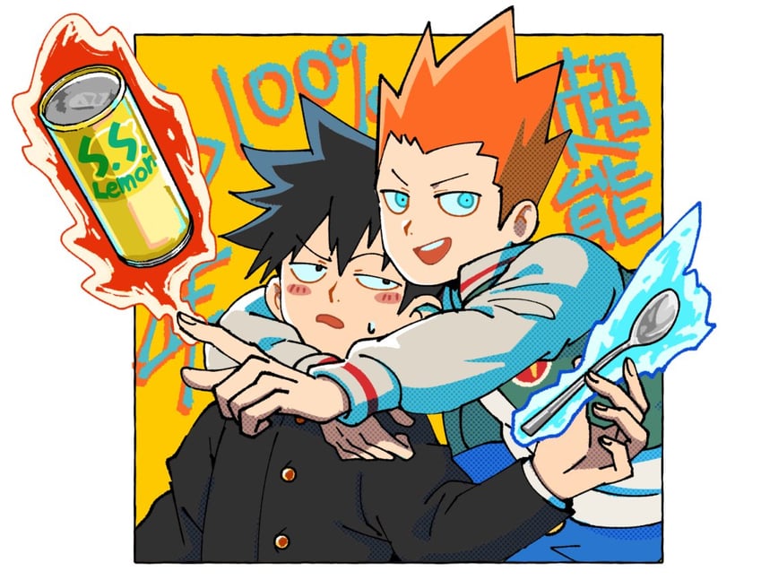 kageyama ritsu and suzuki shou (mob psycho 100) drawn by r.n