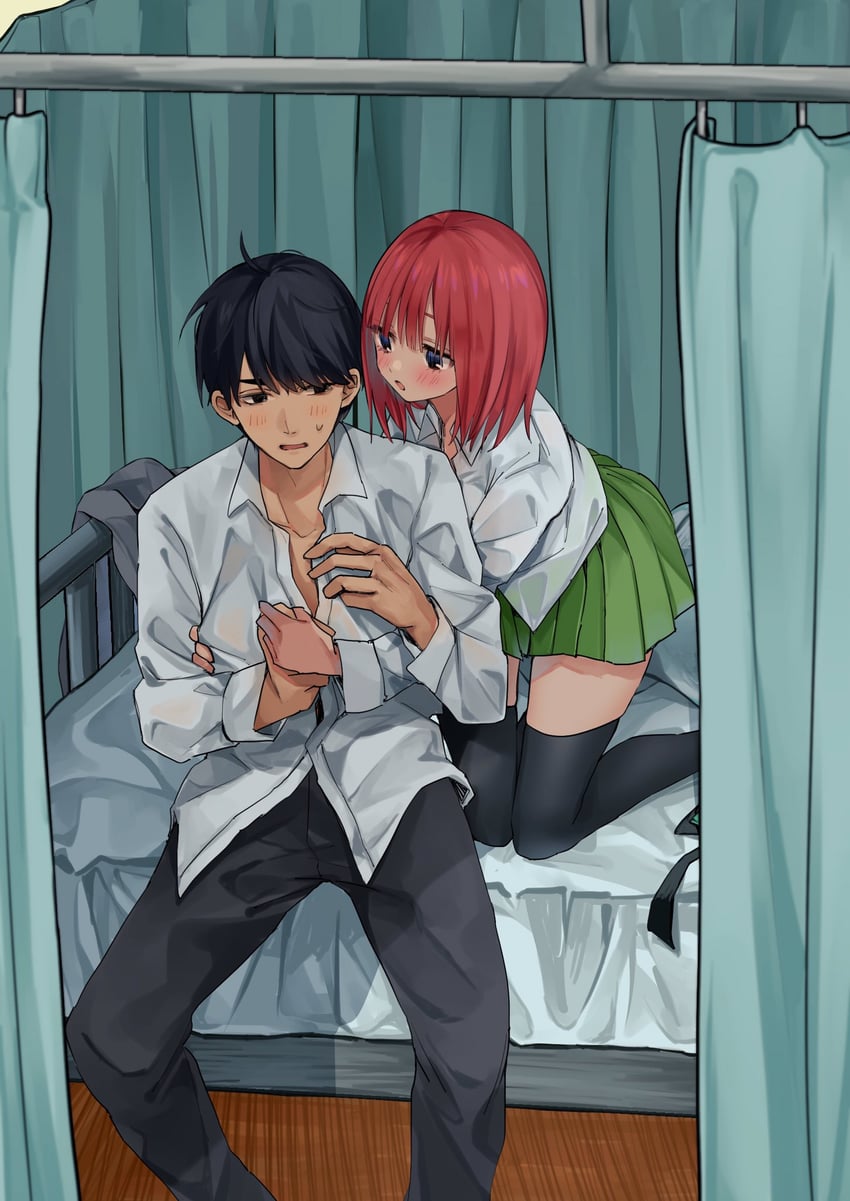 nakano nino and uesugi fuutarou (go-toubun no hanayome) drawn by memidesuyo