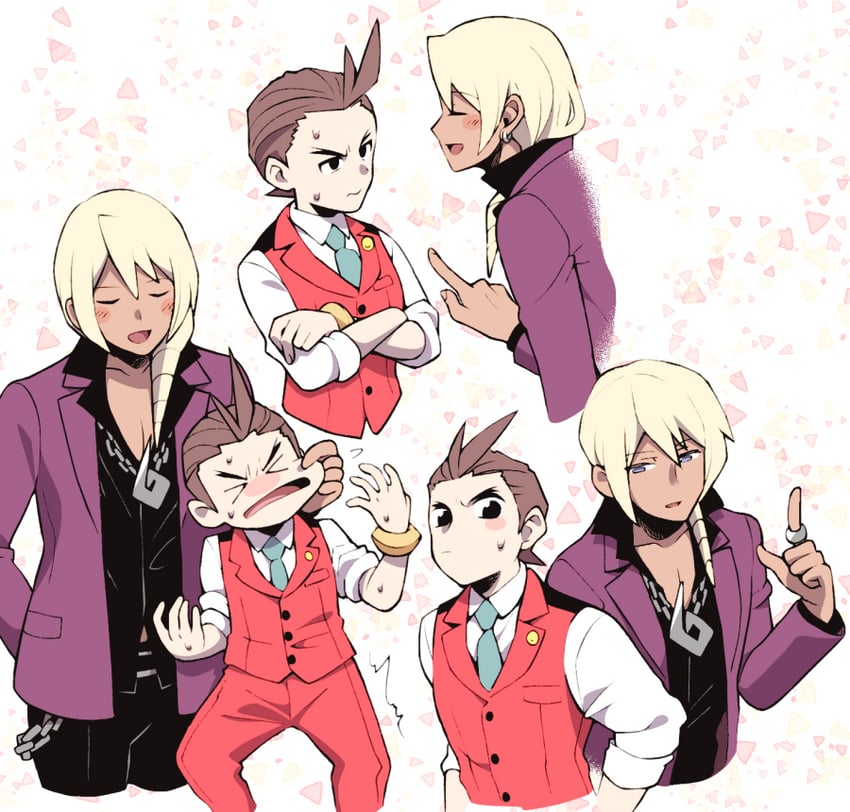 apollo justice and klavier gavin (ace attorney and 1 more) drawn by minashirazu