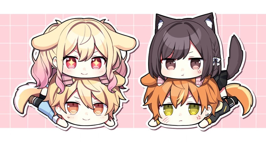 shinonome ena, tenma tsukasa, shinonome akito, and tenma saki (project sekai) drawn by waka_(wk4444)
