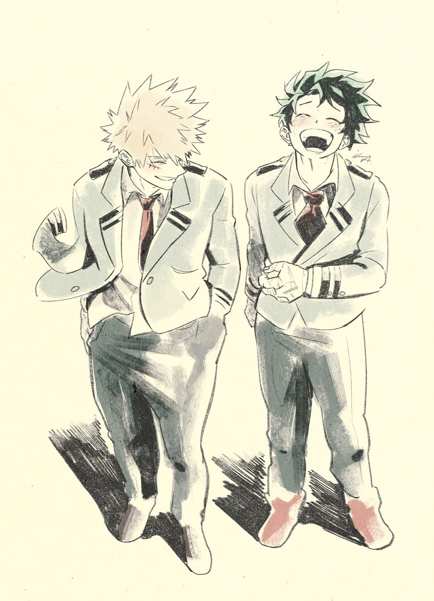midoriya izuku and bakugou katsuki (boku no hero academia) drawn by ika_zch