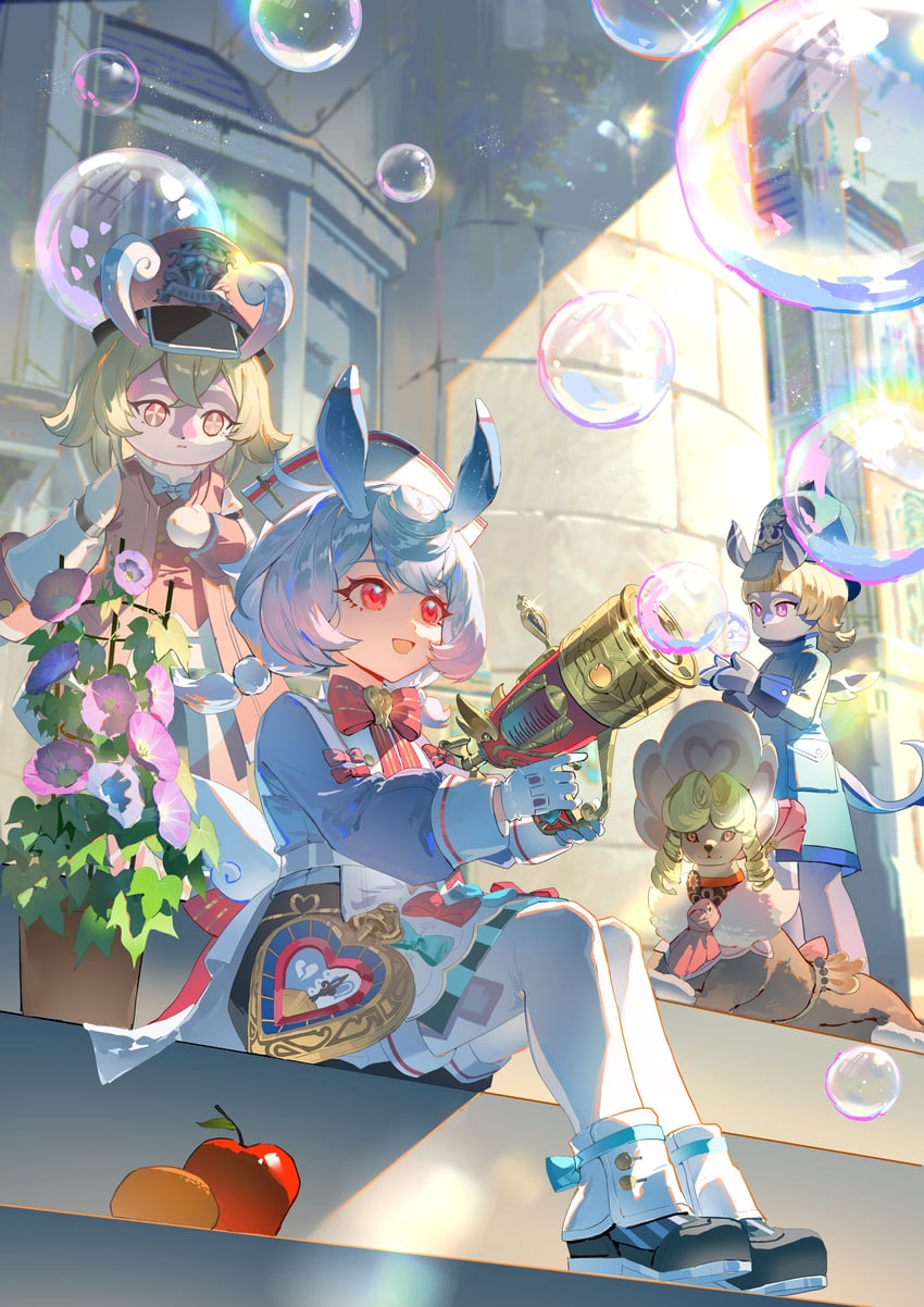 sigewinne, elphane, lady poodle, and chourei (genshin impact) drawn by guaisanmu