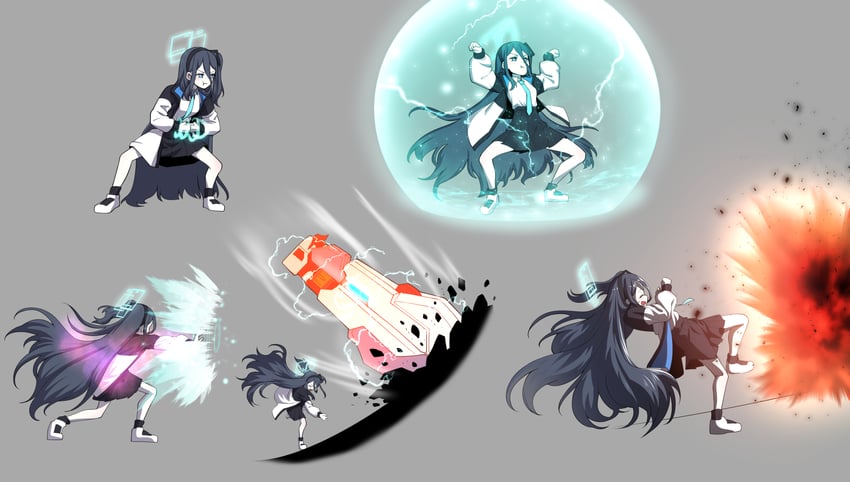 aris and jack (blue archive and 2 more) drawn by easel_(djeasel)