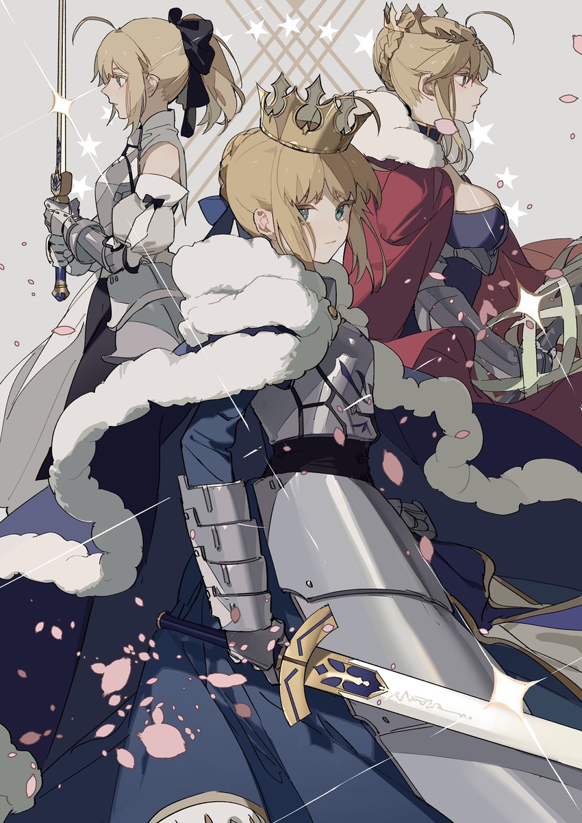 artoria pendragon, saber, and saber lily (fate and 1 more) drawn by zhibuji_loom