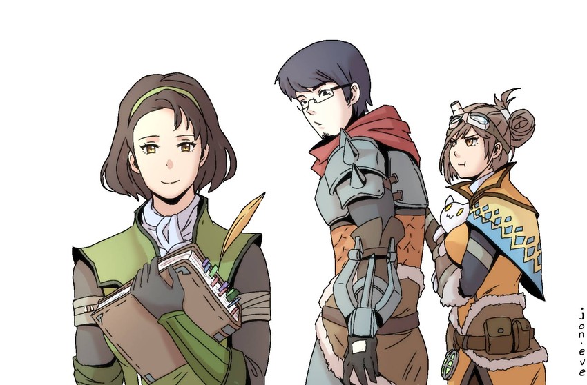 handler and serious handler (monster hunter and 2 more) drawn by jon_eve