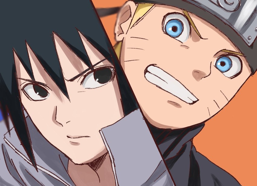 uzumaki naruto and uchiha sasuke (naruto and 1 more) drawn by pinoko_(pnk623)