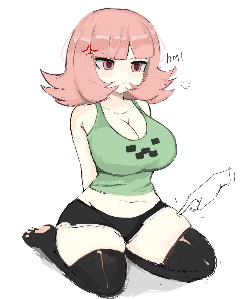 nanami chiaki and creeper (danganronpa and 2 more) drawn by m3link