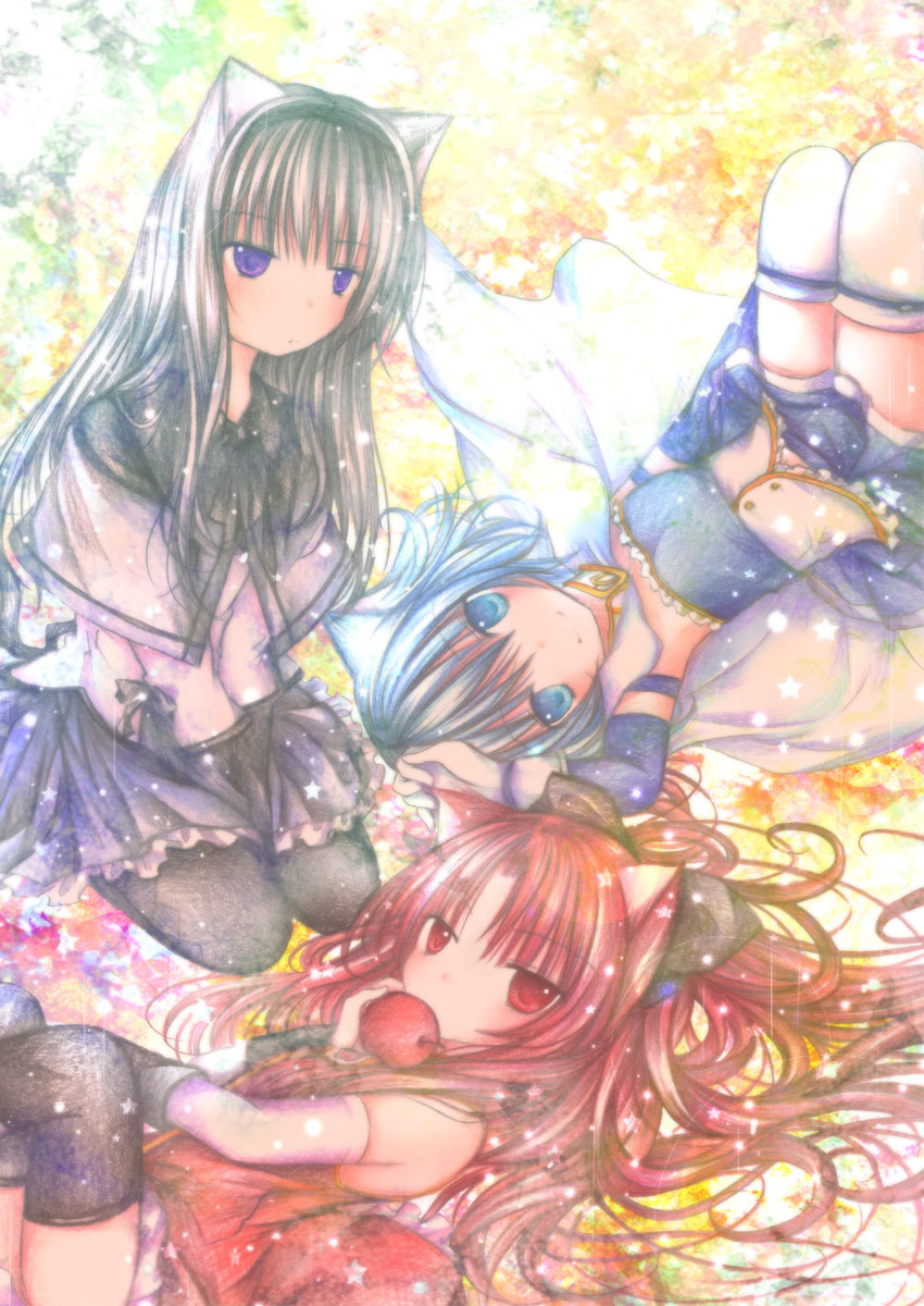 akemi homura, miki sayaka, and sakura kyoko (mahou shoujo madoka magica) drawn by kasuga_sunao