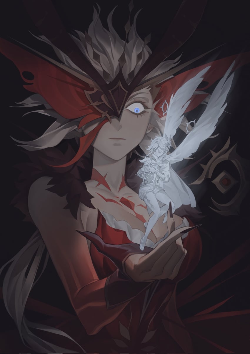venti and signora (genshin impact) drawn by senia_soft