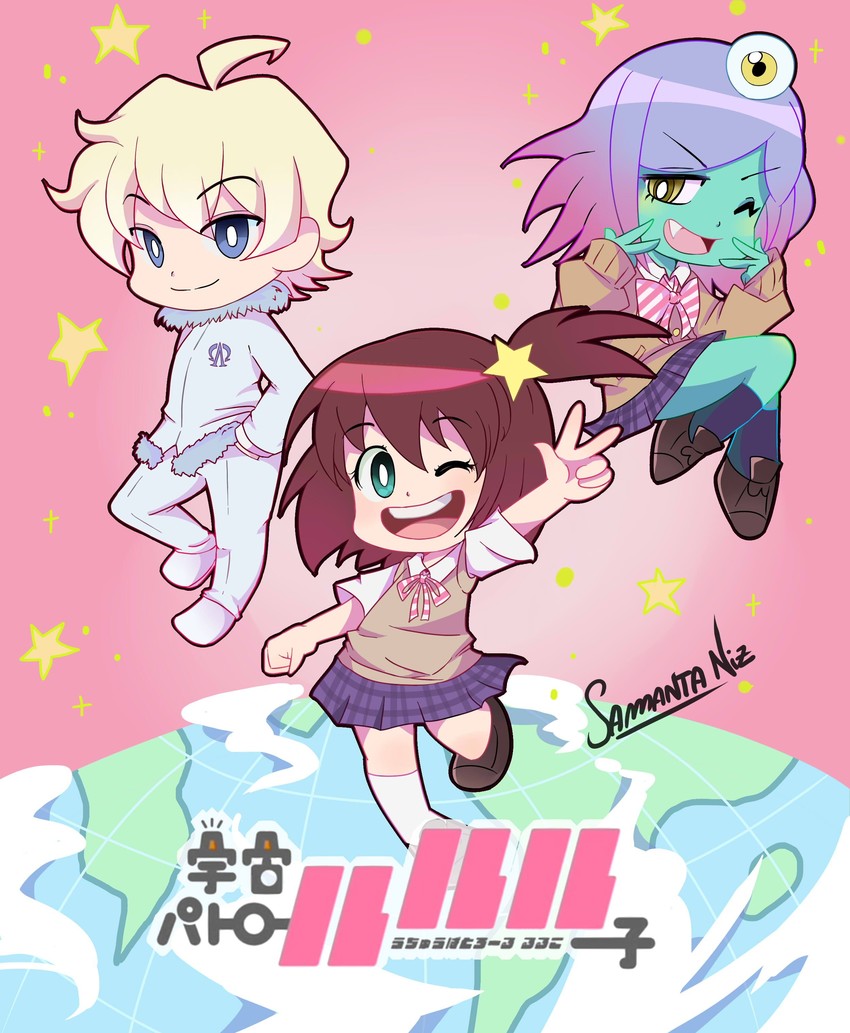 luluco, alpha omega nova, and midori (uchuu patrol luluco) drawn by samanta_niz