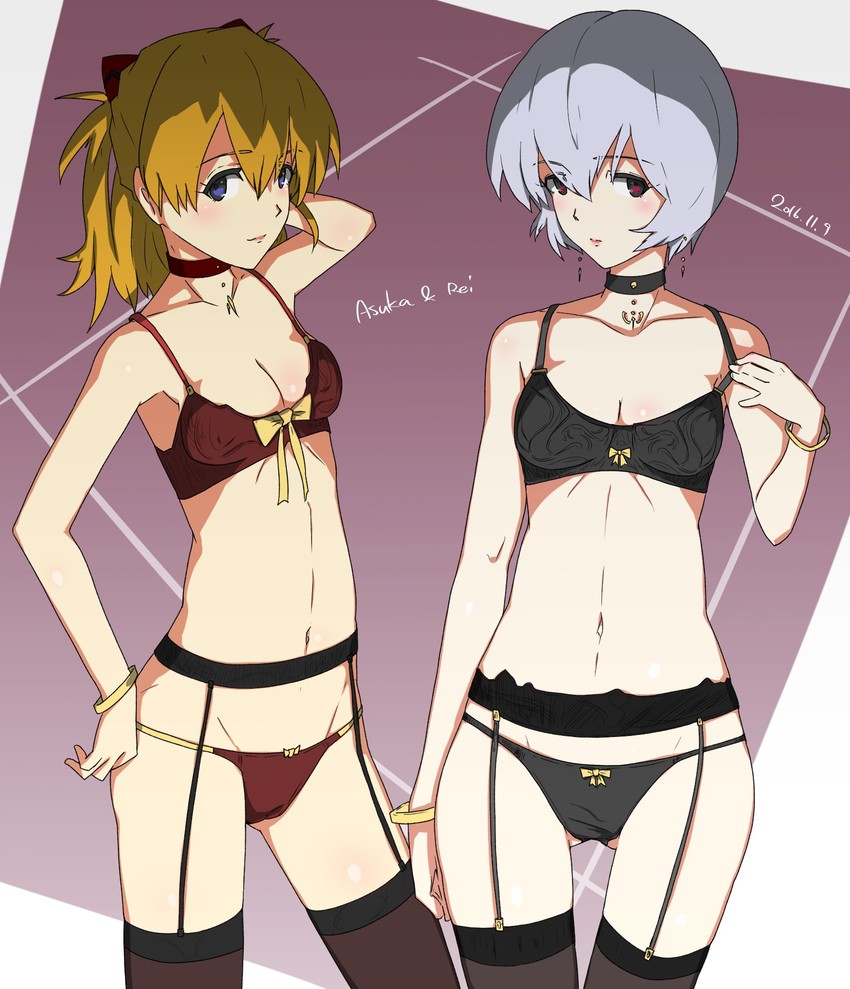 souryuu asuka langley and ayanami rei (neon genesis evangelion) drawn by konbari_tariumu