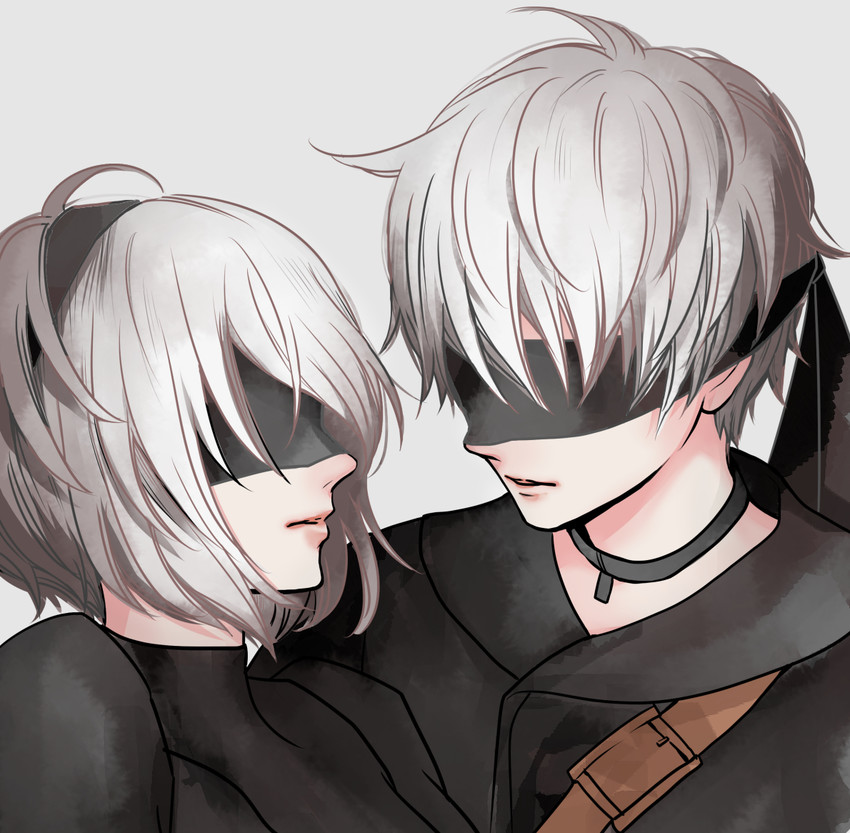 2b and 9s (nier and 1 more) drawn by machimura_nirusu
