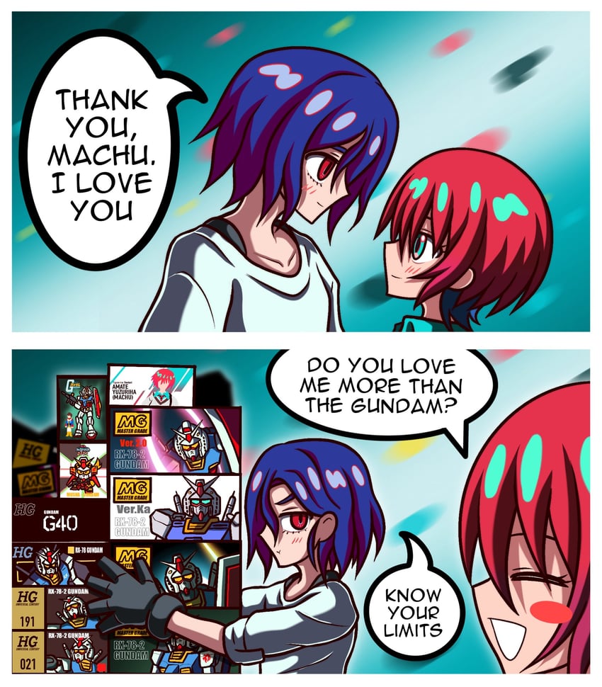 amate yuzuriha, shuji ito, rx-78-2 gundam, amuro ray, and musha gundam (gundam and 4 more) drawn by zeon132