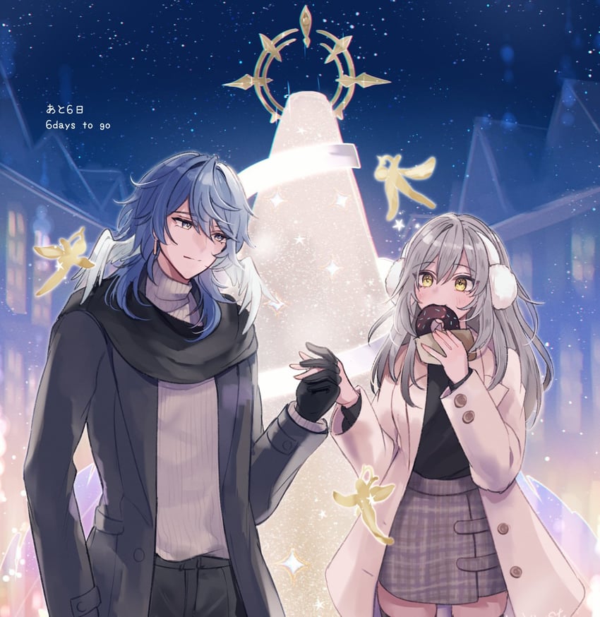 trailblazer, stelle, and sunday (honkai and 1 more) drawn by eiri_illust