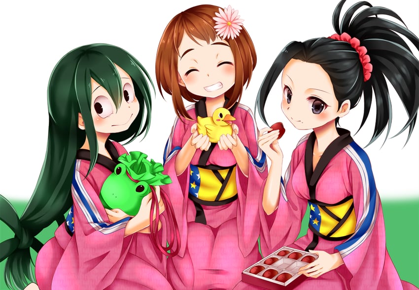 uraraka ochaco, asui tsuyu, and yaoyorozu momo (boku no hero academia) drawn by chikuwa_savy