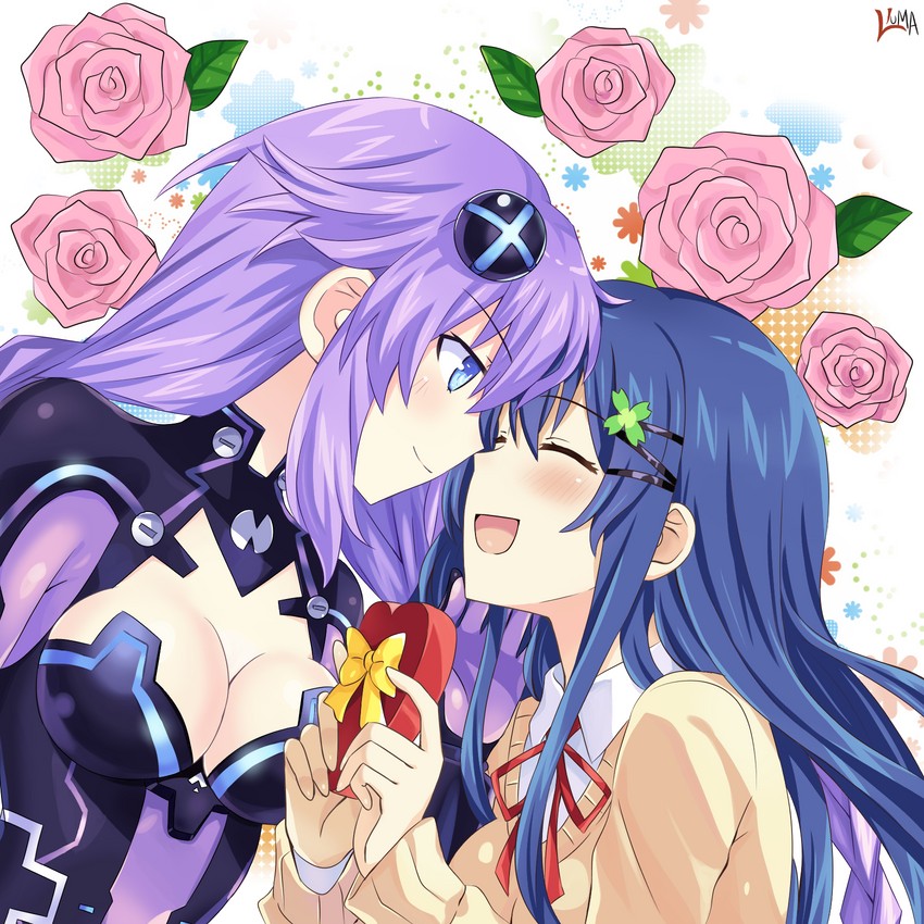 purple heart and itsuka shiori (neptune and 1 more) drawn by lewdkuma