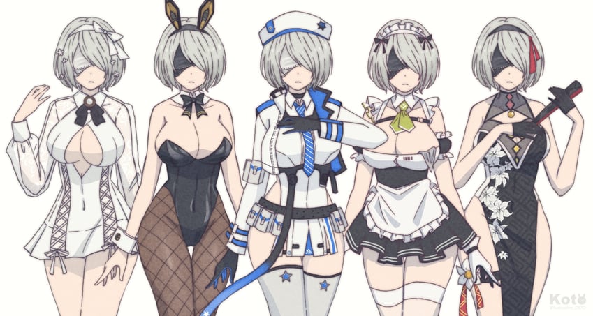 2b, rapi, noir, soda, yan, and 1 more (goddess of victory: nikke and 2 more) drawn by i_(kotombre_0370)