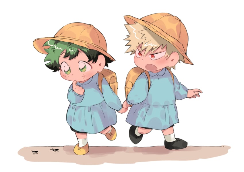 midoriya izuku and bakugou katsuki (boku no hero academia) drawn by ujooo