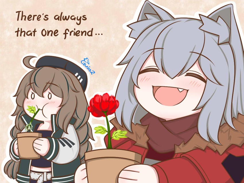 projekt red and cuora (arknights) drawn by guin_guin