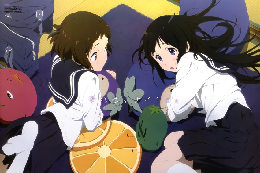 chitanda eru and ibara mayaka (hyouka and 1 more) drawn by nishiya_futoshi