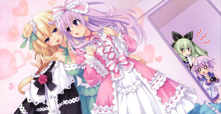 neptune, nepgear, vert, and hakozaki chika (neptune and 1 more) drawn by tsunako