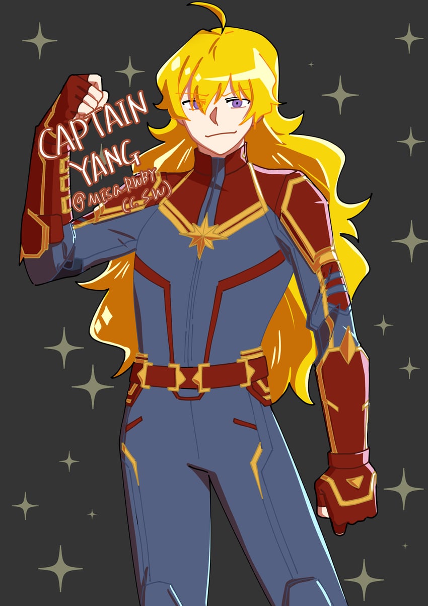 yang xiao long and captain marvel (marvel and 2 more) drawn by misanim