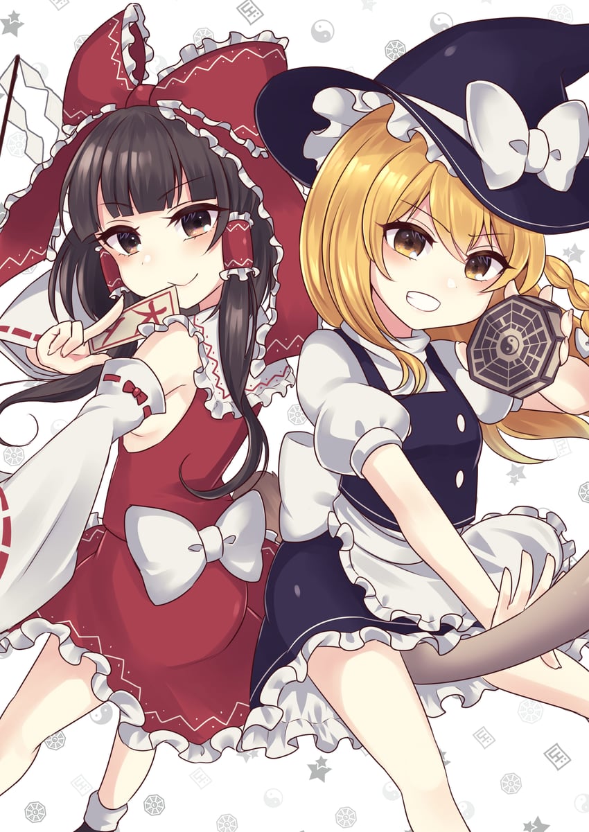 hakurei reimu and kirisame marisa (touhou) drawn by subaru_(subachoco)