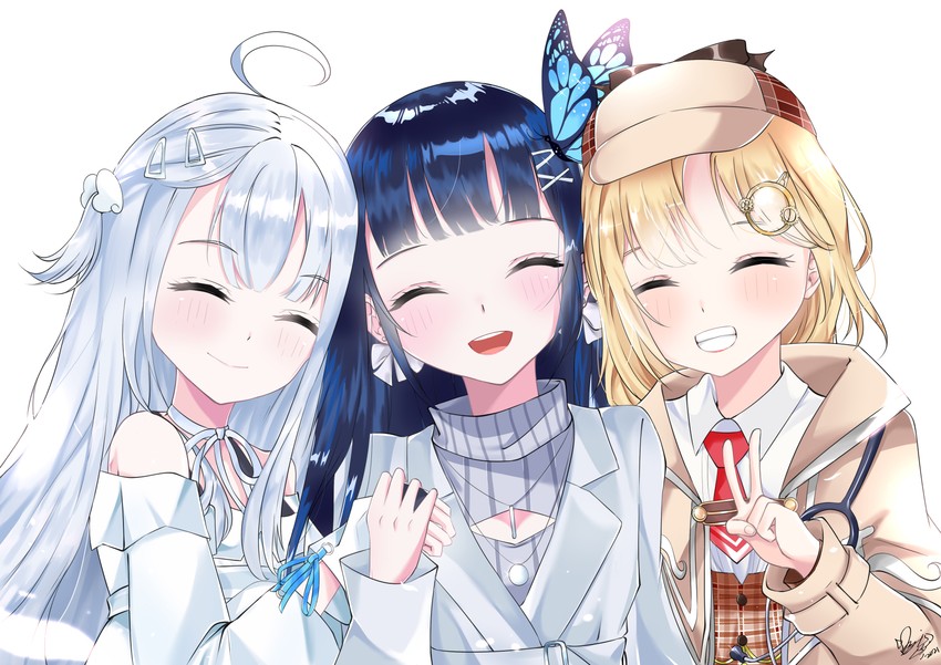 watson amelia, amatsuka uto, and aoi nabi (hololive and 2 more) drawn by zikryzero