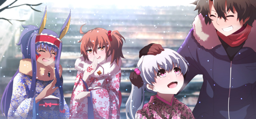 fujimaru ritsuka, nitocris, and nursery rhyme (fate and 2 more) drawn by wada_kazu