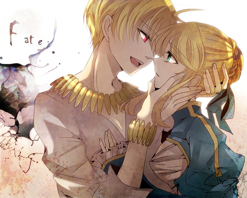 artoria pendragon, saber, and gilgamesh (fate and 2 more) drawn by rinko_(41r)