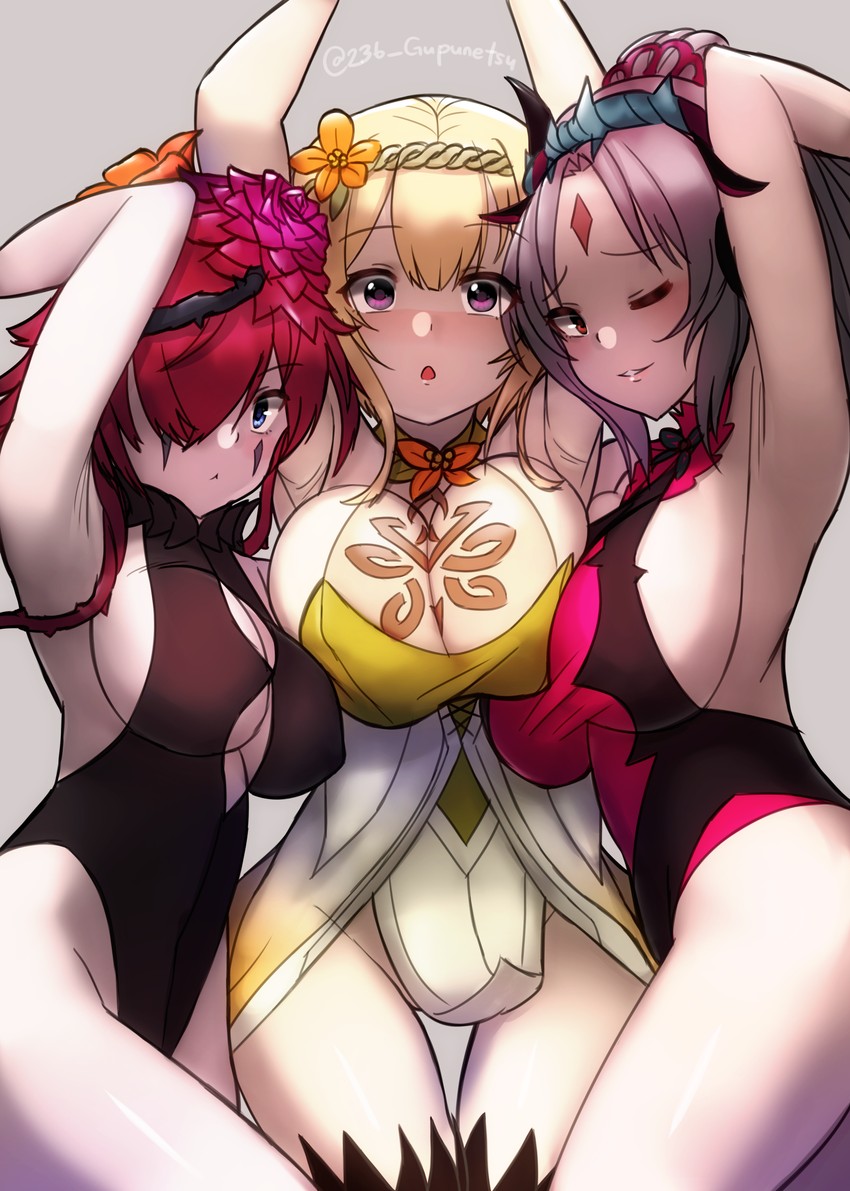 plumeria, triandra, and peony (fire emblem and 1 more) drawn by gupunetsu