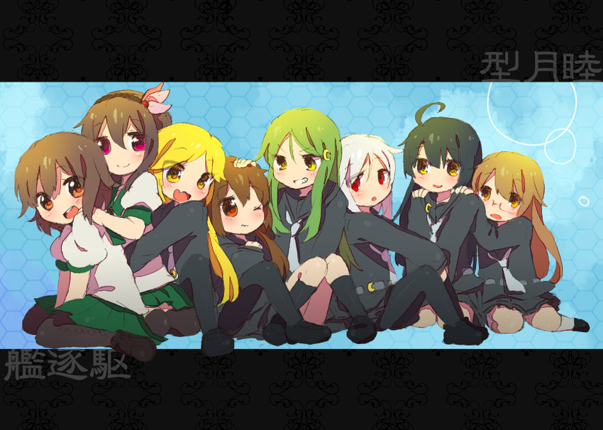 satsuki, mutsuki, kisaragi, nagatsuki, fumizuki, and 3 more (kantai collection) drawn by soiri_(us)
