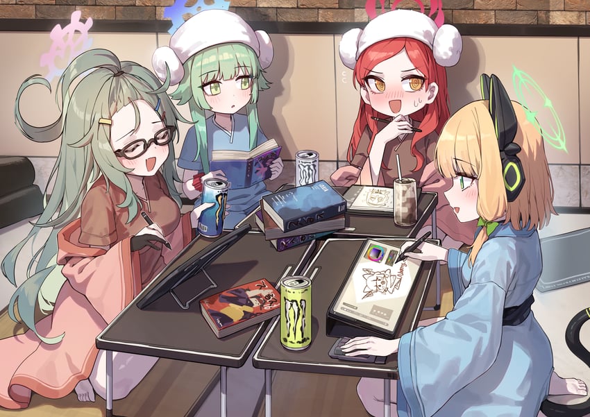 midori, takane, momiji, and meru (blue archive) drawn by kokukyukeo