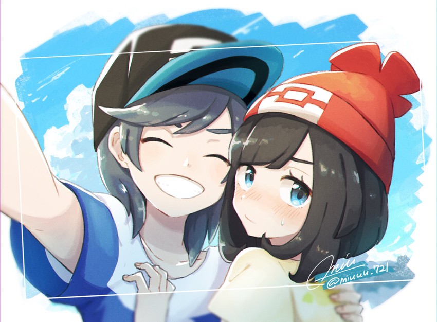 selene and elio (pokemon and 1 more) drawn by miu_(miuuu_721)