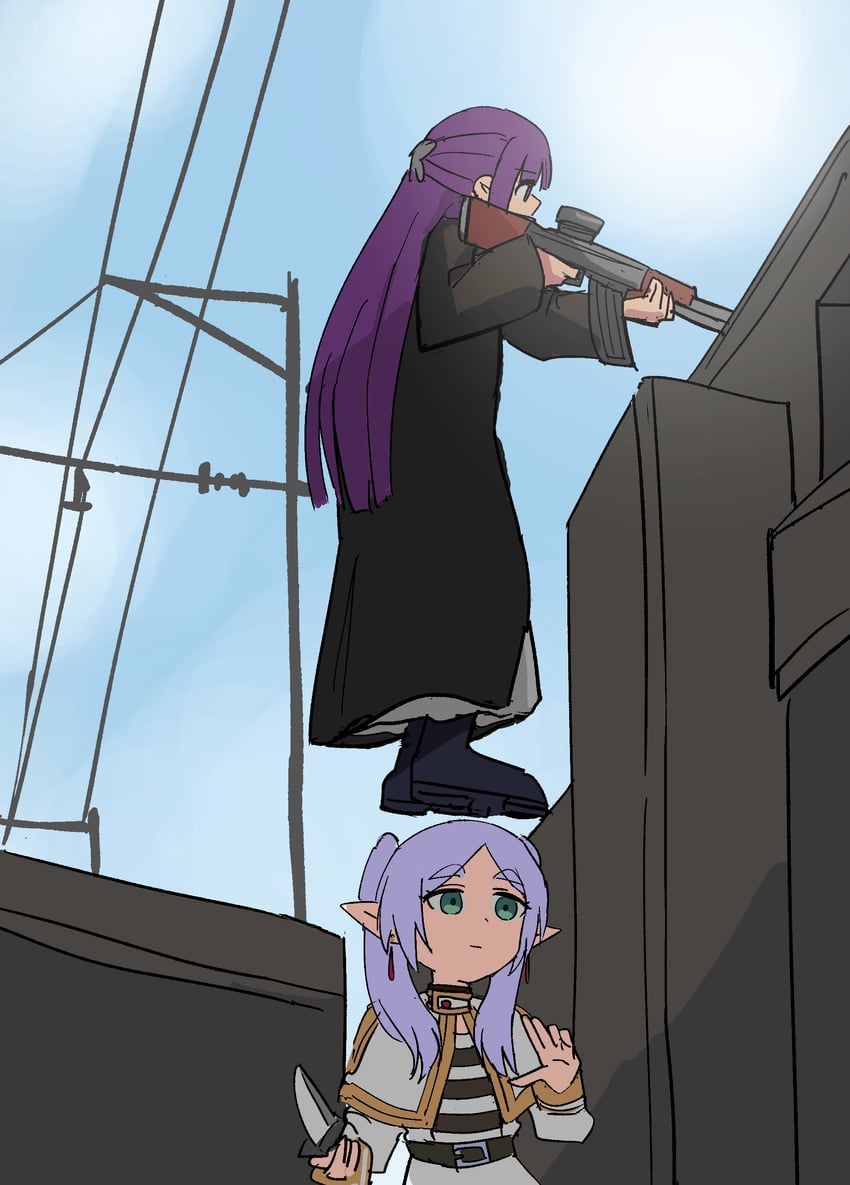 frieren and fern (sousou no frieren and 2 more) drawn by tenten_(chan4545)