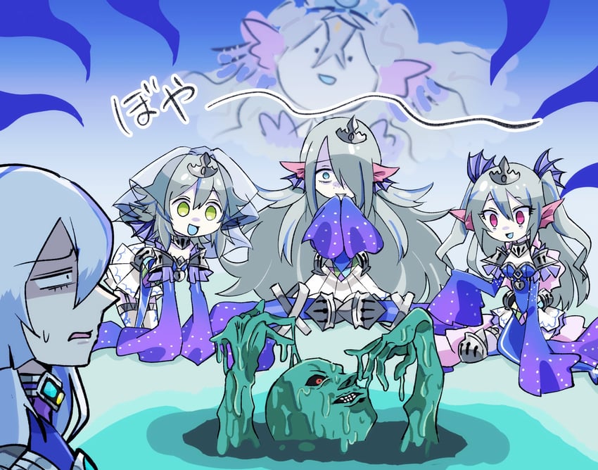 kitkallos, tearlaments kitkallos, tearlaments scheiren, tearlaments merrli, tearlaments havnis, and 2 more (yu-gi-oh!) drawn by okirune_(yappa_neruwa)