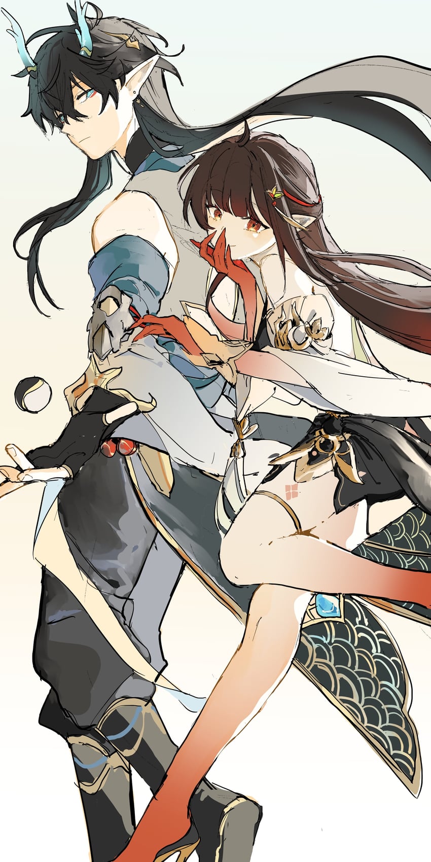 dan heng and lingsha (honkai and 1 more) drawn by eepyheng