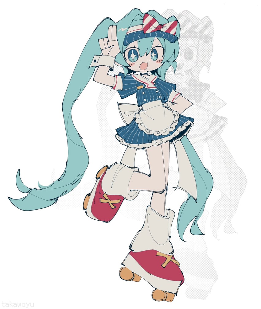 hatsune miku (vocaloid and 1 more) drawn by takawoyu