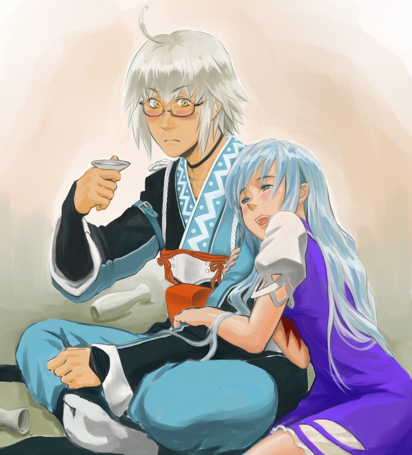 kamishirasawa keine and morichika rinnosuke (touhou) drawn by hop-step-jump