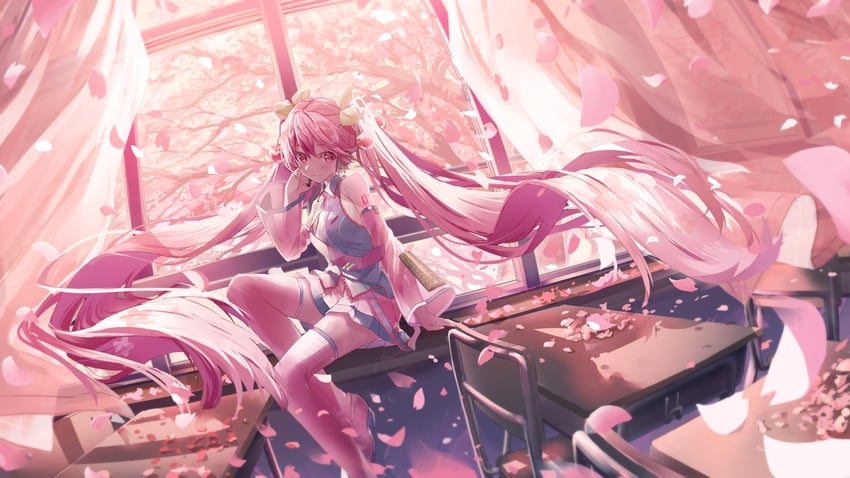 hatsune miku and sakura miku (vocaloid) drawn by daidou_(demitasse)