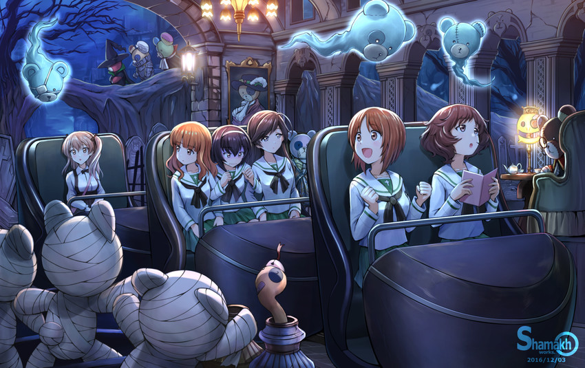 nishizumi miho, akiyama yukari, takebe saori, shimada arisu, reizei mako, and 2 more (girls und panzer) drawn by shamakho
