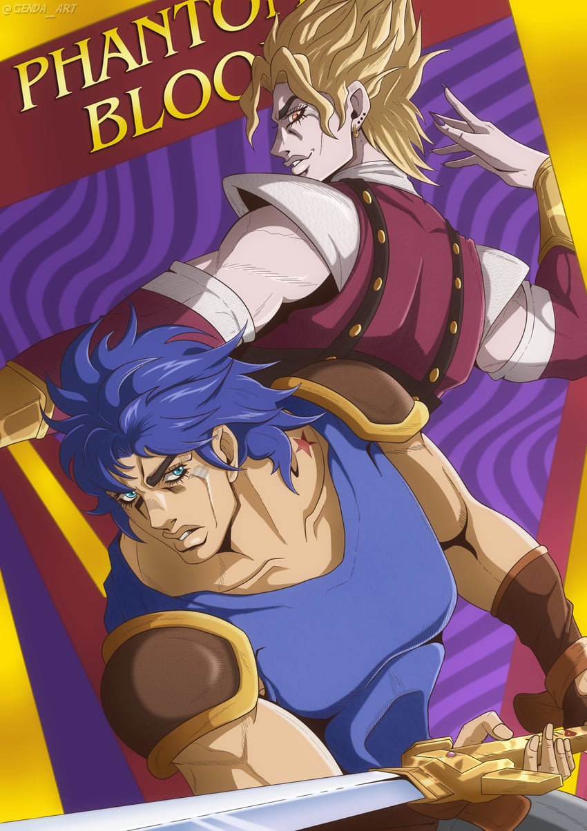 dio brando and jonathan joestar (jojo no kimyou na bouken and 2 more) drawn by genda_art