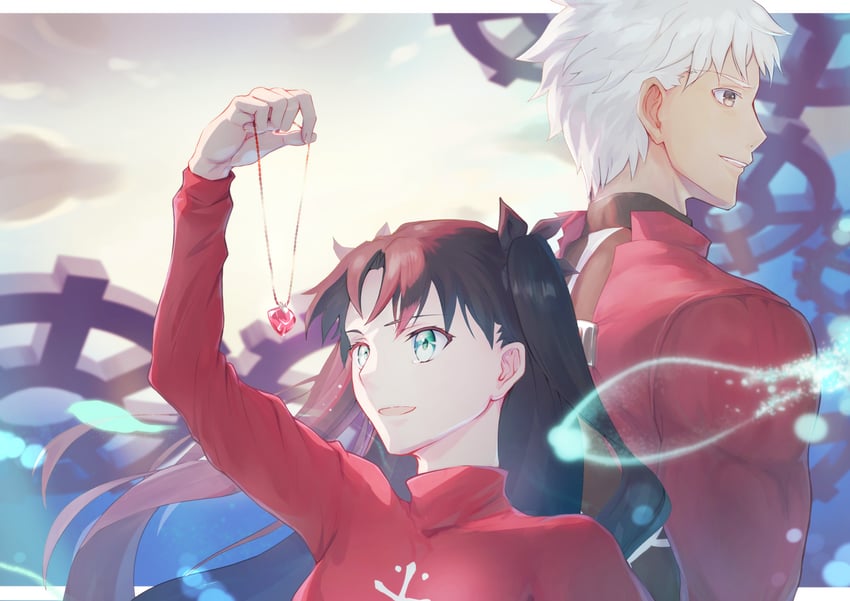 tohsaka rin and archer (fate and 1 more) drawn by ameiro_f