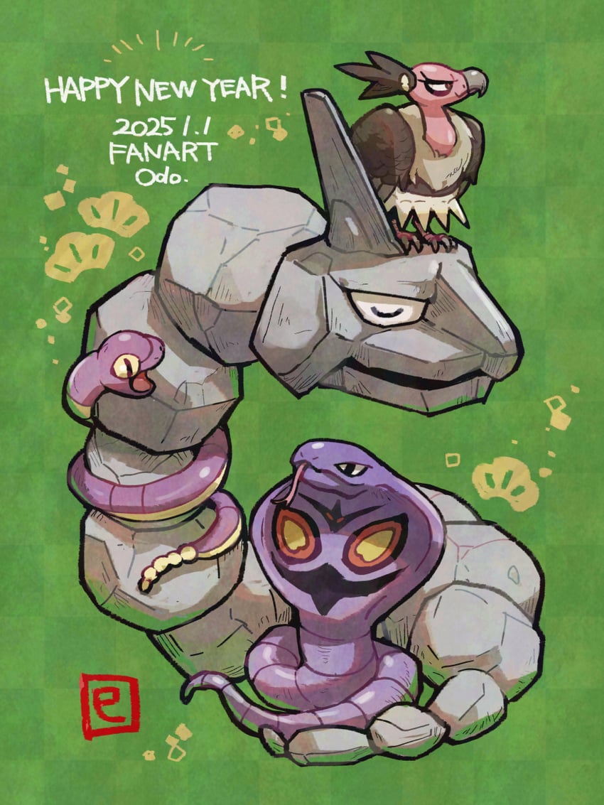 arbok, onix, ekans, and mandibuzz (pokemon) drawn by odo_7ta