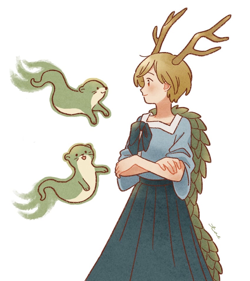 kicchou yachie and otter spirit (touhou) drawn by toe_miyama